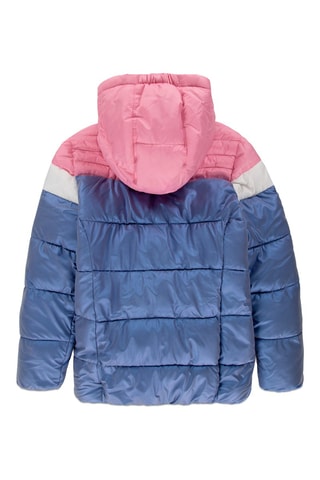 Gewatteerde Jas met Capuchon Blauw en Roze