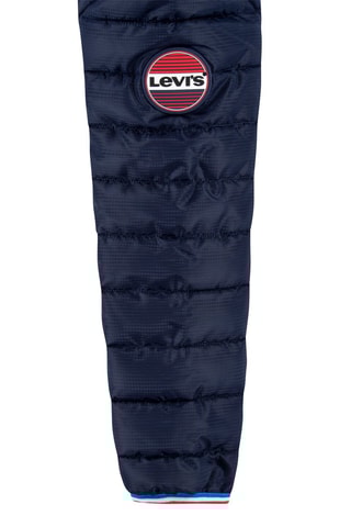 Gewatteerde Jas met Capuchon Marineblauw en Rood