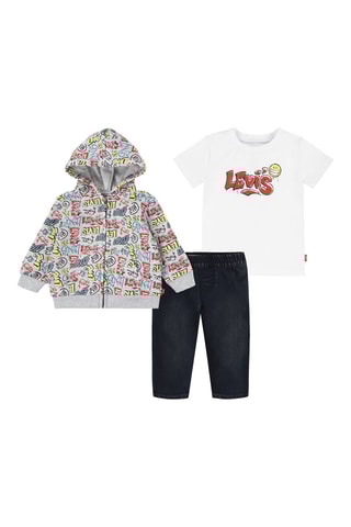 3-delige Set - Wit, rood, blauw en grijs