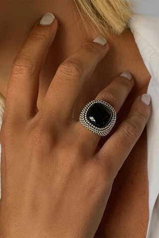 Bague - Argent et onyx
