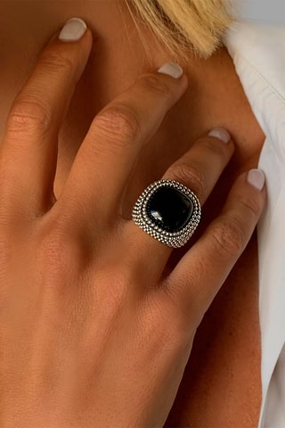 Bague - Argent et onyx