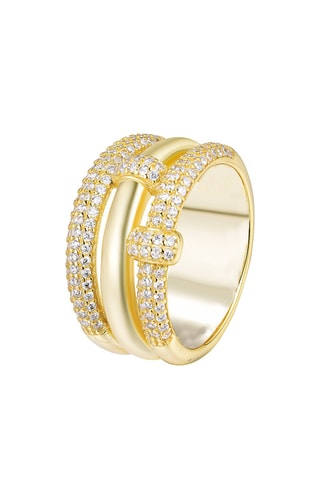 Bague - Argent plaqué or jaune et zircons