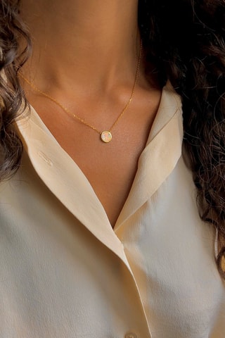 Collier - Argent plaqué or jaune et opale