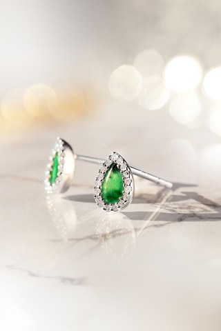 Oorbellen Sunbury  Witgoud, Diamanten en Smaragden