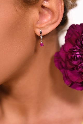 Oorbellen Syr-Daria - Witgoud, Diamanten en Robijnen