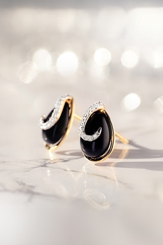 Oorbellen Galapagos - Geelgoud, Diamanten en Agaten