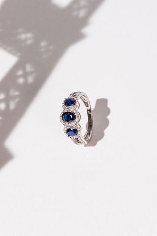 Bague Varis - Witgoud, Saffieren en Diamanten