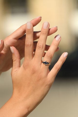 Bague Melbourne - Geelgoud, Saffieren en Diamanten