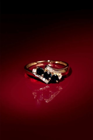 Bague Melbourne - Geelgoud, Saffieren en Diamanten