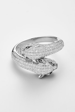 Bague Duo de Panthères - Witgoud, Diamanten en Saffieren