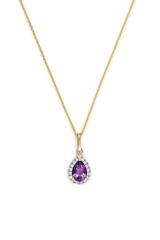 Hanger Goutte Moi - Geelgoud, Diamanten en Amethist