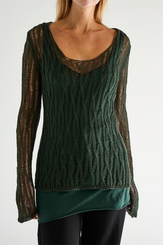 T-shirt en lin - Vert foncé