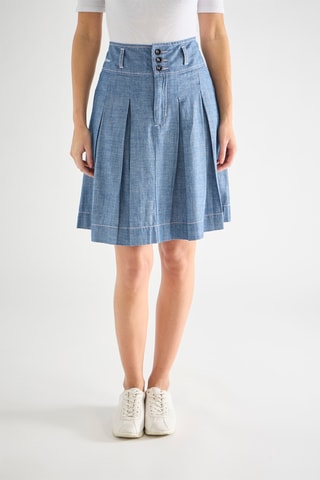 Jupe taille haute plissée - Bleu