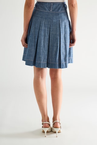 Jupe taille haute plissée - Bleu