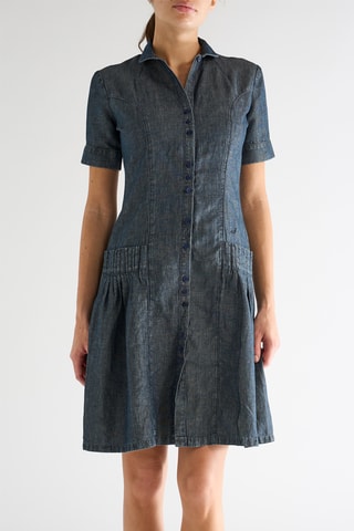Robe chemise en lin - Bleu
