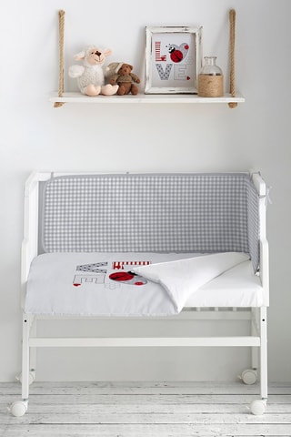 Aanschuifwieg en Bedtextiel Ladybug? - Wit - 4-delig