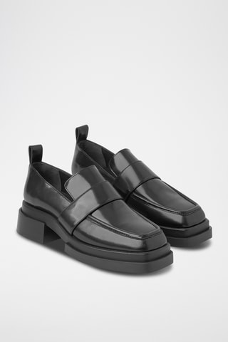 Mocassins à talons en cuir de buffle - Noir
