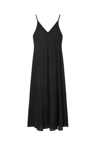 Robe midi en lin - Noir
