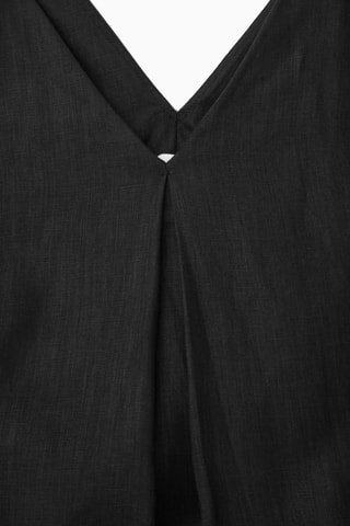 Robe midi en lin - Noir