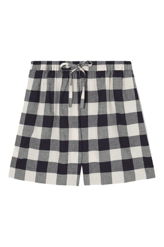 Short en lin - Bleu marine et blanc