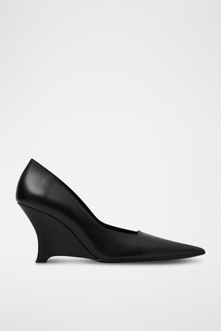 Escarpins compensés en cuir - Noir