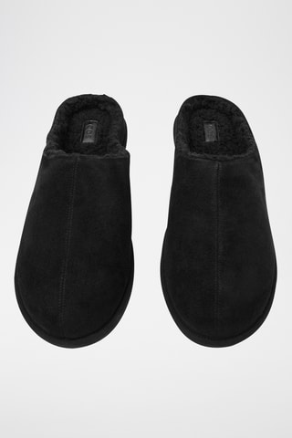 Pantoufles fourrées en nubuck - Noir