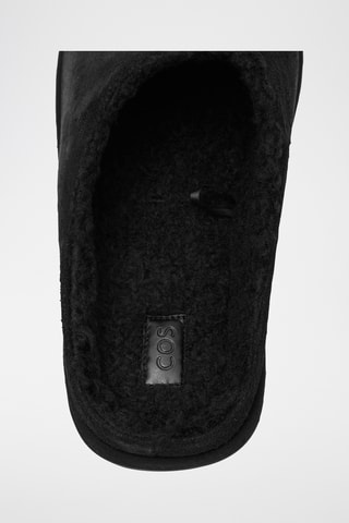Pantoufles fourrées en nubuck - Noir