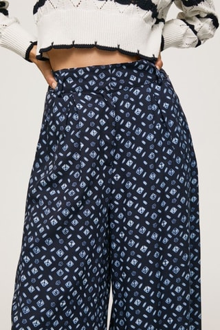 Broek met Hoge Taille Elina - Marineblauw