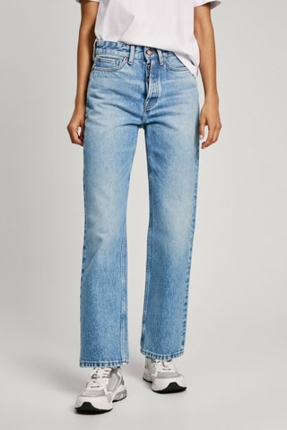 Jeans Hoge Taille Straight Cut - Hemelsblauw