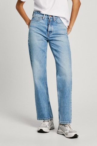 Jeans Hoge Taille Straight Cut - Hemelsblauw
