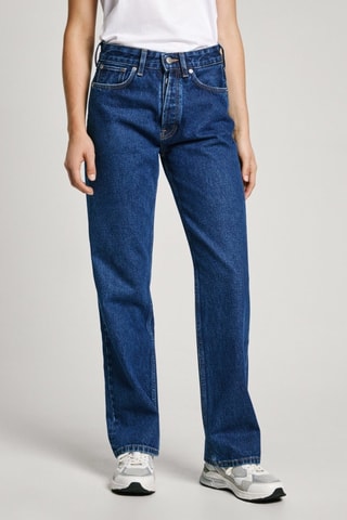 Jeans Hoge Taille Straight Cut - Donkerblauw