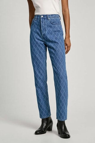 Jeans Hoge Taille Straight Cut Diamond - Blauw