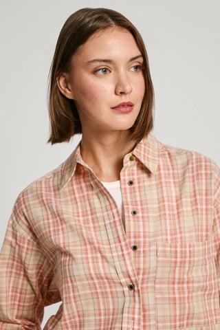 Blouse Rita Check - Beige en Rood