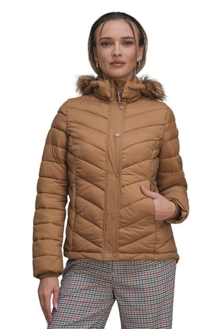 Gewatteerde Jas met Capuchon Babs - Bruin