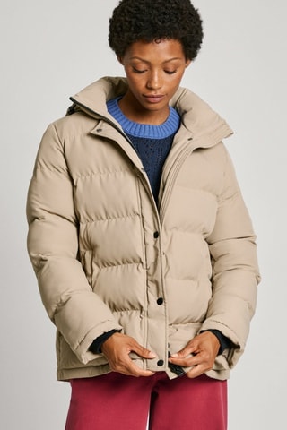 Gewatteerde Jas met Capuchon Bibi - Beige