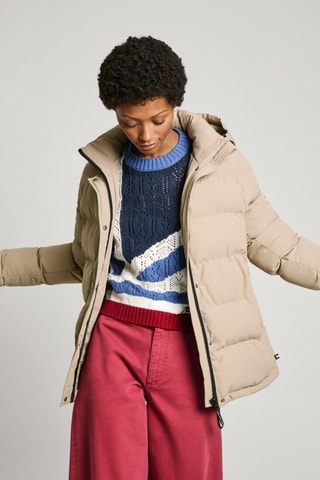 Gewatteerde Jas met Capuchon Bibi - Beige