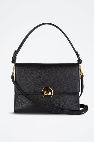 Sac porté épaule en cuir et cuir de chèvre - Noir