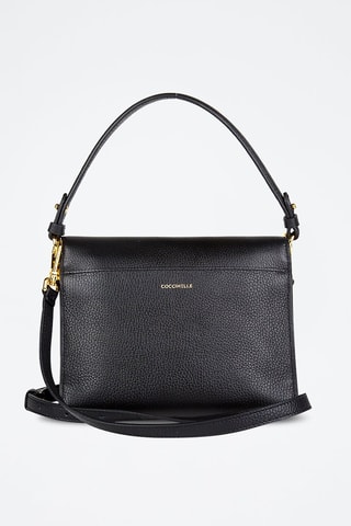 Sac porté épaule en cuir et cuir de chèvre - Noir