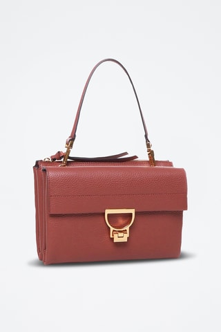 Sac porté épaule en cuir - Marron et doré