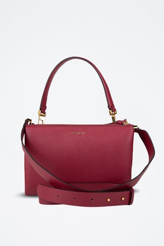 Sac porté épaule en cuir - Bordeaux et doré