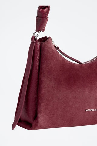 Sac à main en cuir et nubuck - Bordeaux