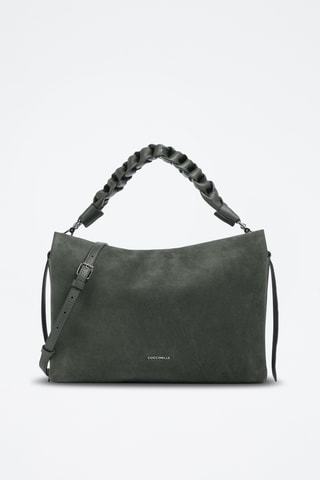 Sac à main en cuir et nubuck - Vert foncé
