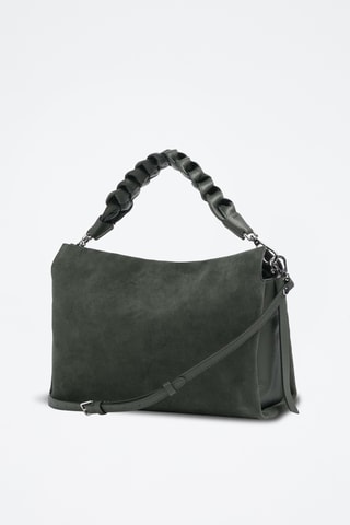 Sac à main en cuir et nubuck - Vert foncé