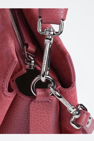 Sac à main en cuir et nubuck - Rouge brique