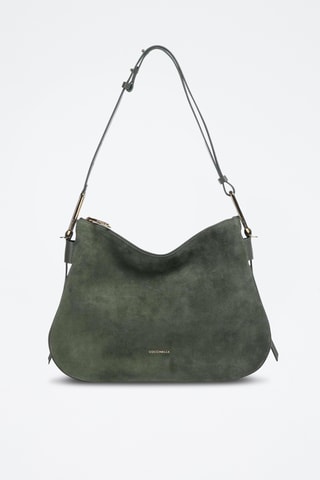 Sac à main en cuir et nubuck - Vert foncé