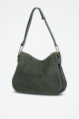 Sac à main en cuir et nubuck - Vert foncé