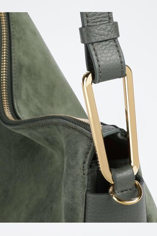 Sac à main en cuir et nubuck - Vert foncé