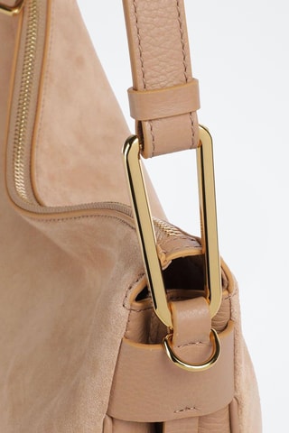 Sac à main en cuir et nubuck - Saumon