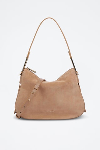 Sac à main en cuir et nubuck - Saumon