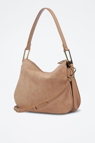 Sac à main en cuir et nubuck - Saumon